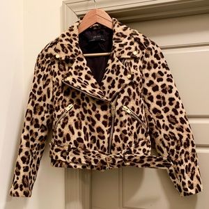 Zara Leopard Print Biker Jacket